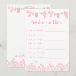 Roze Baby shower wenst Baby Kaart
