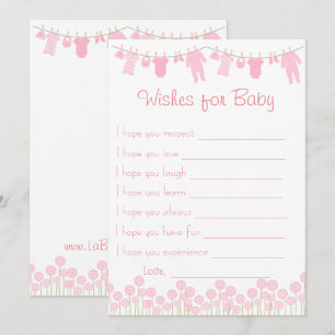 Roze Baby shower wenst Baby Kaart