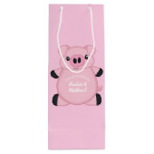 Roze Baby shower Wijn Cadeautas (Achterkant)