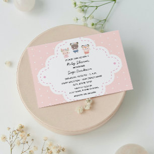 Roze Baby shower Woodland Kaart