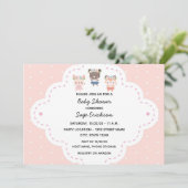 Roze Baby shower Woodland Kaart (Staand voorkant)