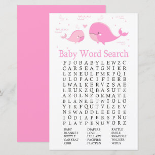 Roze Baby shower Word Search Game