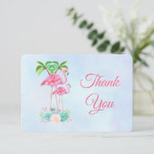 Roze Baby showers Bedankt van Flamingo & Palm Tree Kaart (Staand voorkant)
