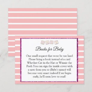 Roze Baby showers boeken voor Baby Kaart