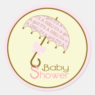 Roze Baby showers paraplu Sticker