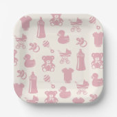 Roze Baby showers patroon Papieren Bordje (Voorkant)