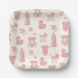 Roze Baby showers patroon Papieren Bordje