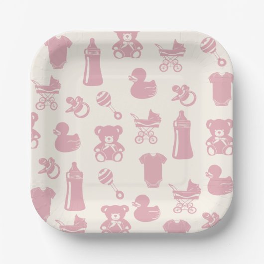 Roze Baby showers patroon Papieren Bordje (Voorkant)