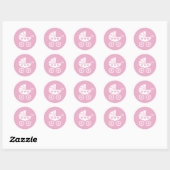 Roze baby showers stickers met schattige koets kin (Vel)