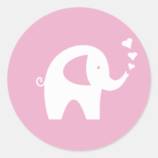 Roze baby showers stickers met schattige olifant (Voorkant)