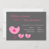 Roze Baby showers tweekleppige kippen Kaart (Voorkant)