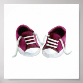 Roze Baby Sneakers Kunst schilderen, meisjesruimte Poster