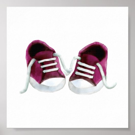 Roze Baby Sneakers Kunst schilderen, meisjesruimte Poster (Voorkant)