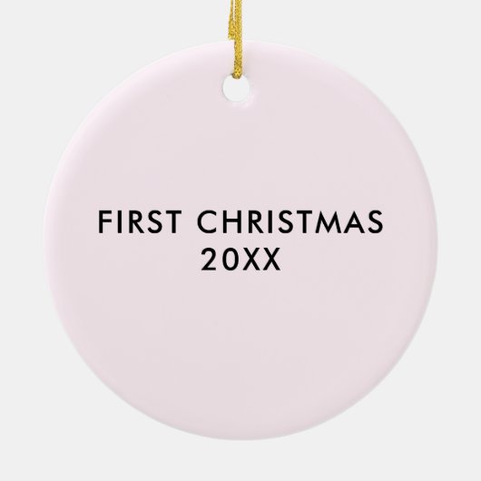 Roze Baby Sneakers Ornament, kerstcadeau Label Keramisch Ornament (Achterkant)