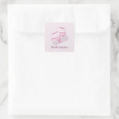 roze baby sokken vierkante sticker (Tas)