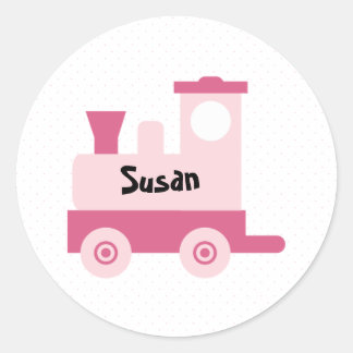 Roze Baby Speelgoed Train Ronde Sticker