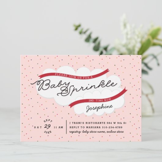 Roze baby sprinkhaas kaart (Staand voorkant)