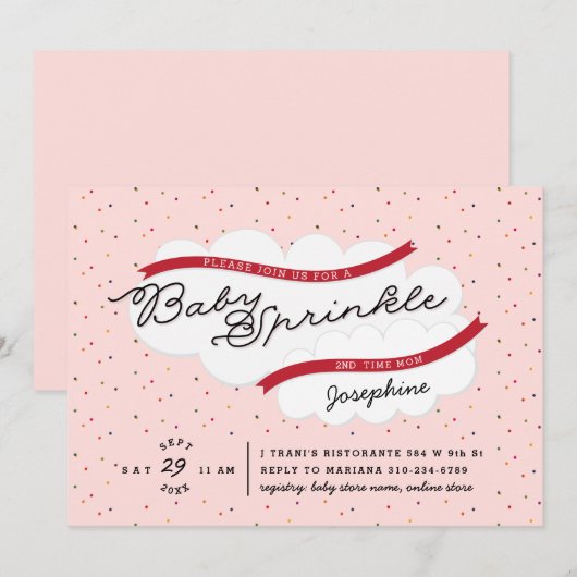 Roze baby sprinkhaas kaart (Voorkant / Achterkant)