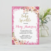 Roze Baby Sprinkle Invitations Meisje Kaart (Staand voorkant)