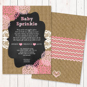 Roze baby sprinkle invite burlap krijtbord RUSTIC Kaart