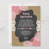 Roze baby sprinkle invite burlap krijtbord RUSTIC Kaart (Voorkant)