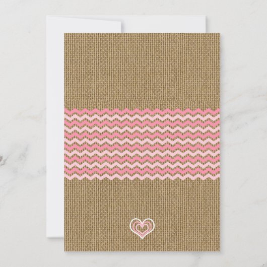 Roze baby sprinkle invite burlap krijtbord RUSTIC Kaart (Achterkant)