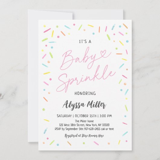 Roze Baby Sprinkle Kaart (Voorkant)