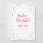 Roze Baby Sprinkle Rainbow Sprinkles Invitation Kaart (Voorkant)