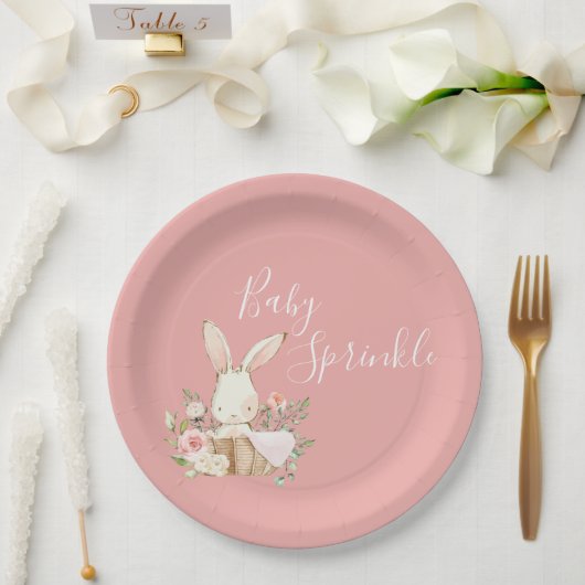 Roze Baby Sprinkle Script Baby shower Papieren Bordje (Huwelijk)