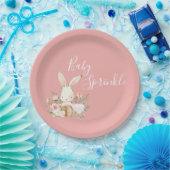 Roze Baby Sprinkle Script Baby shower Papieren Bordje (Feest)
