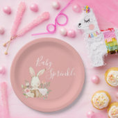 Roze Baby Sprinkle Script Baby shower Papieren Bordje (Feest)
