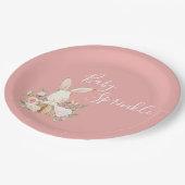 Roze Baby Sprinkle Script Baby shower Papieren Bordje (Gekanteld)