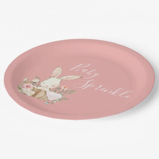 Roze Baby Sprinkle Script Baby shower Papieren Bordje (Gekanteld)