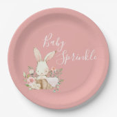 Roze Baby Sprinkle Script Baby shower Papieren Bordje (Voorkant)