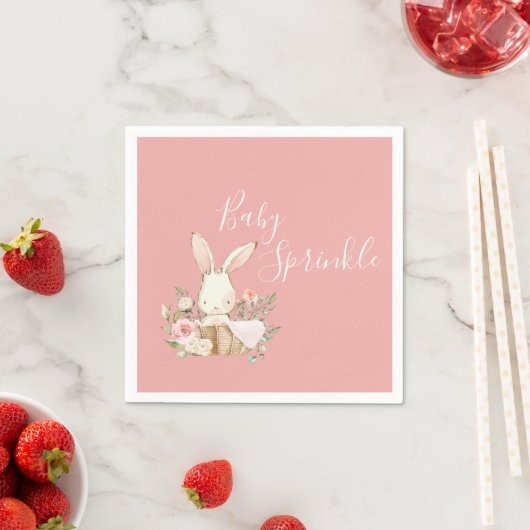Roze Baby Sprinkle Script Baby shower Servet (Insitu)