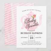 Roze Baby Sprinkle Tea Party Waterverf Kaart (Voorkant / Achterkant)