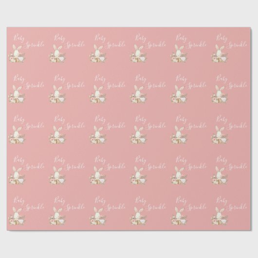 Roze Baby Sprinkle Wit Script Baby shower Cadeaupapier (Vlak)