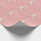 Roze Baby Sprinkle Wit Script Baby shower Cadeaupapier (Hoek)