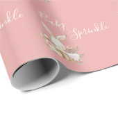 Roze Baby Sprinkle Wit Script Baby shower Cadeaupapier (Rol Hoek)