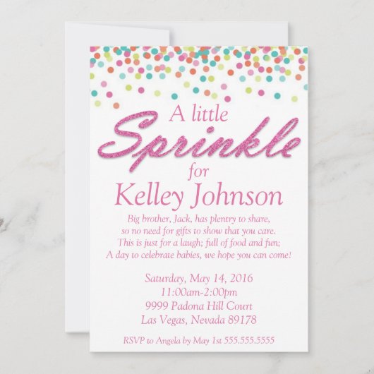 Roze Baby sprinkletschoen uitnodigen Kaart (Voorkant)