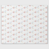 Roze Baby & Stork Waterverf Baby shower Cadeaupapier (Vlak)