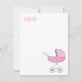 Roze Baby Stroller | Flatte dank - Kaarten voor op Notitiekaartje (Voorkant)