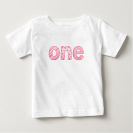 Roze baby T-shirt met patroon voor 1e verjaardag