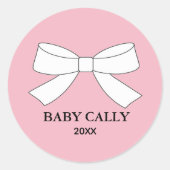 Roze BABY Tiara Feest Klassieke Ronde Sticker (Voorkant)