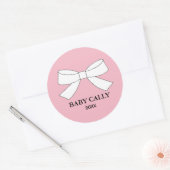 Roze BABY Tiara Feest Klassieke Ronde Sticker (Envelop)
