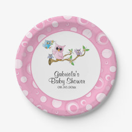 Roze Baby Uil Baby shower Thema Papieren Bordje