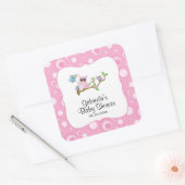 Roze Baby Uil Baby shower Thema Vierkante Sticker (Envelop)