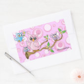 *Roze Baby Uil | Douchethema Rechthoekige Sticker (Envelop)
