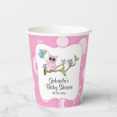 Roze Baby Uil Papieren Bekers (Achterkant)