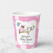 Roze Baby Uil Papieren Bekers (Voorkant)
